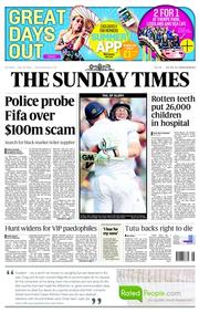 The Sunday Times () Newspaper Front Page for 13 July 2014