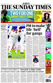 The Sunday Times () Newspaper Front Page for 14 August 2011