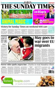 The Sunday Times () Newspaper Front Page for 15 December 2013