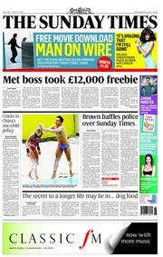 The Sunday Times () Newspaper Front Page for 17 July 2011