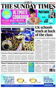 The Sunday Times () Newspaper Front Page for 1 December 2013