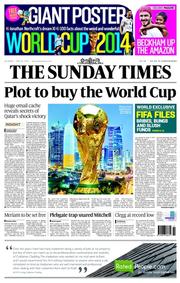 The Sunday Times () Newspaper Front Page for 1 June 2014