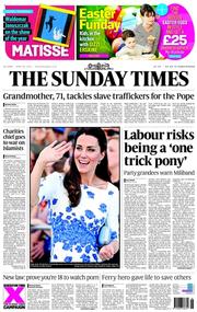 The Sunday Times () Newspaper Front Page for 20 April 2014