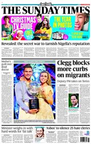 The Sunday Times () Newspaper Front Page for 22 December 2013