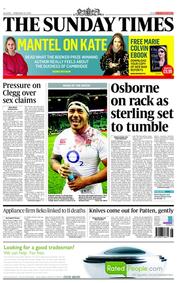 The Sunday Times () Newspaper Front Page for 24 February 2013