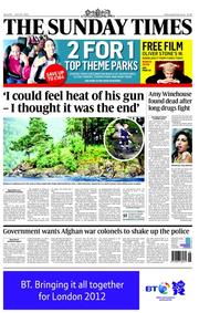 The Sunday Times () Newspaper Front Page for 24 July 2011