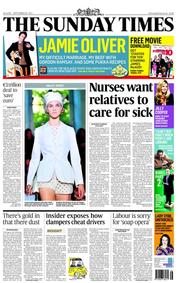 The Sunday Times () Newspaper Front Page for 25 September 2011