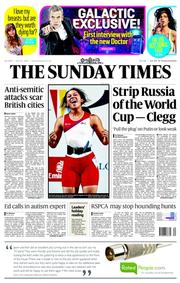 The Sunday Times () Newspaper Front Page for 27 July 2014
