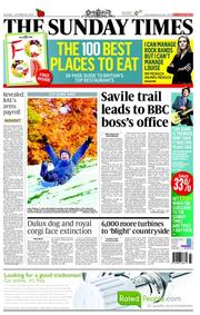 The Sunday Times () Newspaper Front Page for 28 October 2012