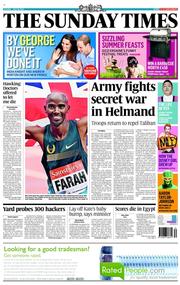 The Sunday Times () Newspaper Front Page for 28 July 2013
