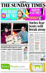 The Sunday Times () Newspaper Front Page for 29 December 2013