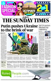The Sunday Times () Newspaper Front Page for 2 March 2014