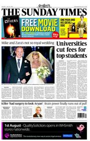 The Sunday Times () Newspaper Front Page for 31 July 2011