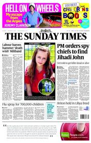 The Sunday Times () Newspaper Front Page for 5 October 2014