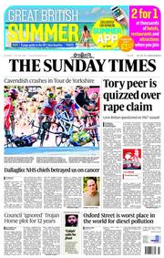 The Sunday Times () Newspaper Front Page for 6 July 2014