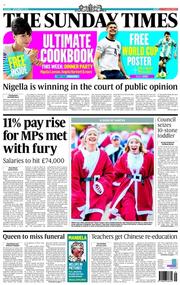 The Sunday Times () Newspaper Front Page for 8 December 2013