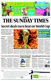 The Sunday Times () Newspaper Front Page for 8 June 2014