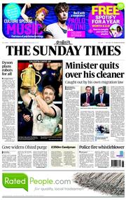 The Sunday Times () Newspaper Front Page for 9 February 2014