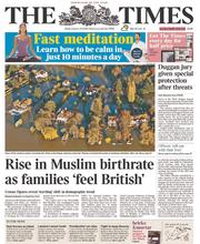 The Times () Newspaper Front Page for 10 January 2014