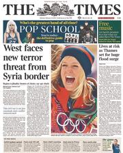The Times () Newspaper Front Page for 10 February 2014