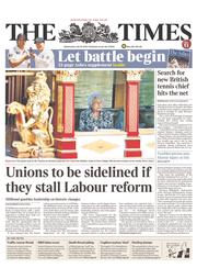 The Times () Newspaper Front Page for 10 July 2013