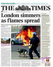 The Times () Newspaper Front Page for 10 August 2011