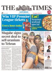 The Times () Newspaper Front Page for 10 August 2013