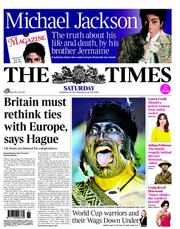 The Times () Newspaper Front Page for 10 September 2011