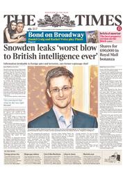 The Times () Newspaper Front Page for 11 October 2013