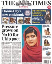 The Times () Newspaper Front Page for 11 October 2014