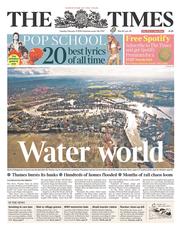 The Times () Newspaper Front Page for 11 February 2014