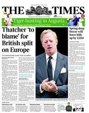 The Times () Newspaper Front Page for 11 April 2013