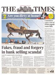 The Times () Newspaper Front Page for 11 June 2013