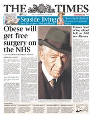 The Times () Newspaper Front Page for 11 July 2014