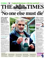 The Times () Newspaper Front Page for 11 August 2011
