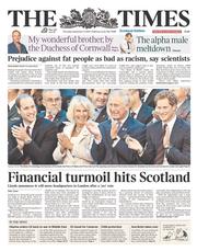 The Times () Newspaper Front Page for 11 September 2014