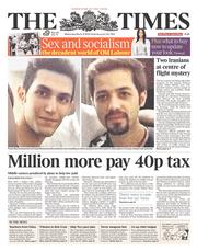 The Times () Newspaper Front Page for 12 March 2014