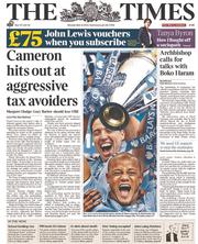 The Times () Newspaper Front Page for 12 May 2014