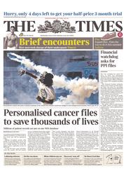 The Times () Newspaper Front Page for 12 June 2013