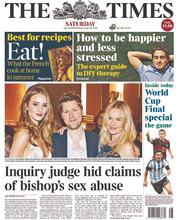 The Times () Newspaper Front Page for 12 July 2014