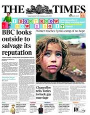 The Times () Newspaper Front Page for 13 November 2012