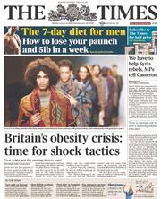 The Times () Newspaper Front Page for 13 January 2014