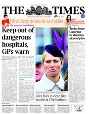 The Times () Newspaper Front Page for 13 March 2013