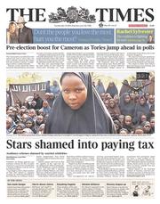 The Times () Newspaper Front Page for 13 May 2014