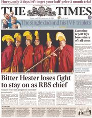 The Times () Newspaper Front Page for 13 June 2013