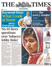 The Times () Newspaper Front Page for 13 July 2013