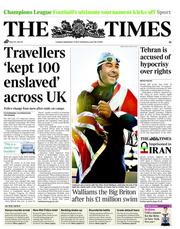 The Times () Newspaper Front Page for 13 September 2011