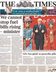 The Times () Newspaper Front Page for 14 October 2013