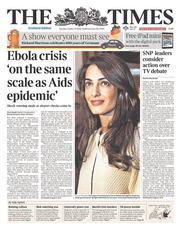 The Times () Newspaper Front Page for 14 October 2014