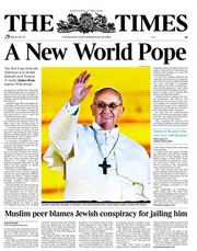 The Times () Newspaper Front Page for 14 March 2013